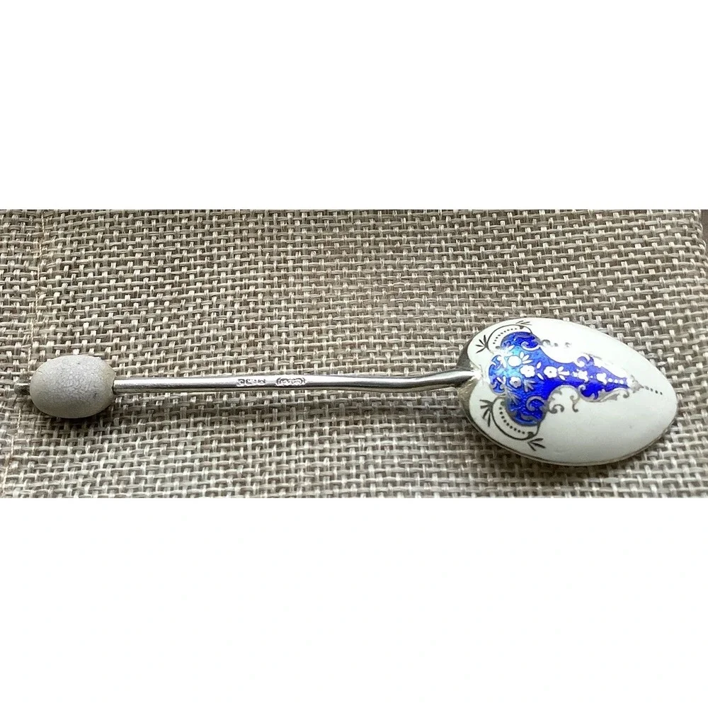 Rare Vintage Sterling Silver Enamel Art Deco Spoon Birmingham 1933 Very Nice!